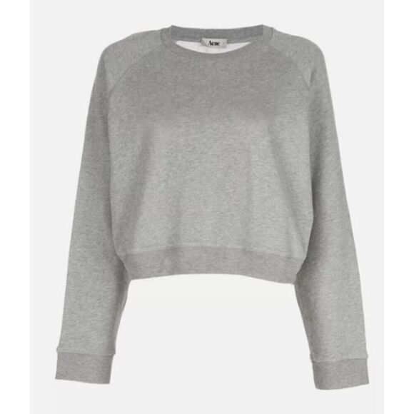 Acne Studios Grey Hobie Crop Sweatshirt with Silk Back Sz. S - Picture 1 of 6